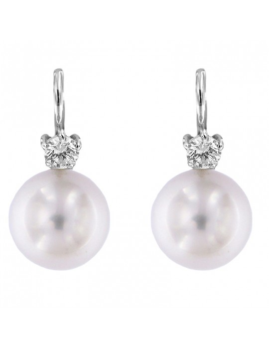 Picca Pearl's Earrings - Australian South Sea in White Gold with Diamonds - 0