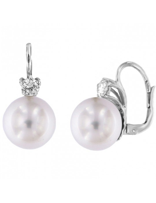 Picca Pearl's Earrings - Australian South Sea in White Gold with Diamonds - 0