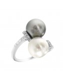 Anello Coscia - in Oro Bianco 18 Carati con Perla Tahiti e Perla South Sea - LBRNBW2282