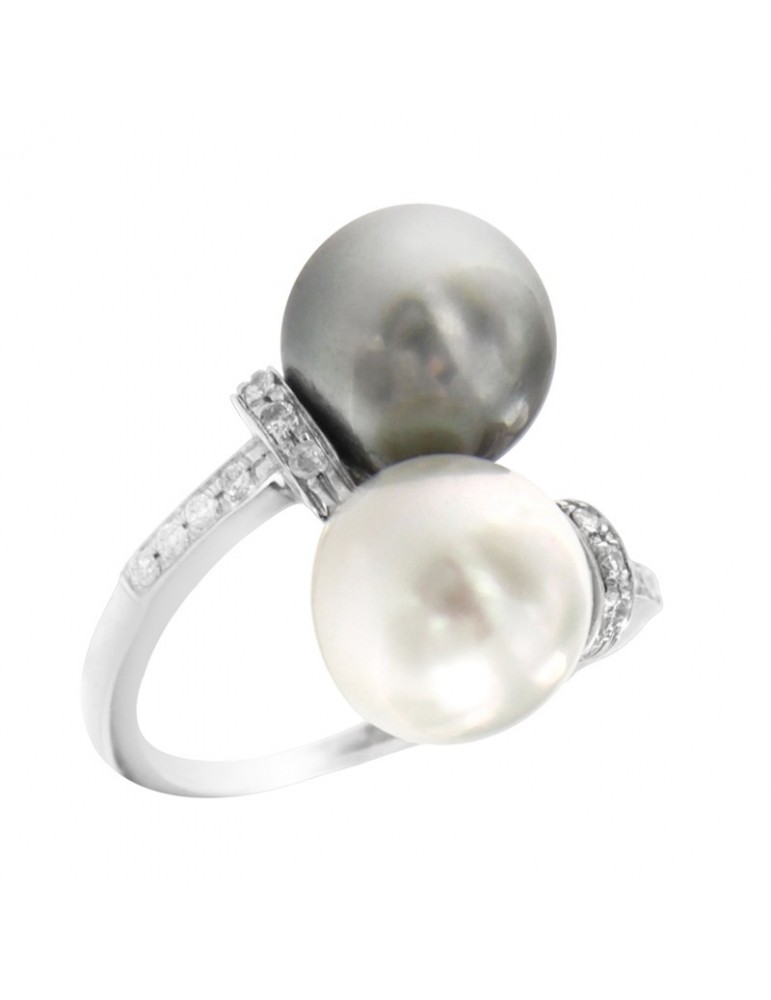 Anello Coscia in Oro Bianco 18 Carati con Perla Tahiti e Perla