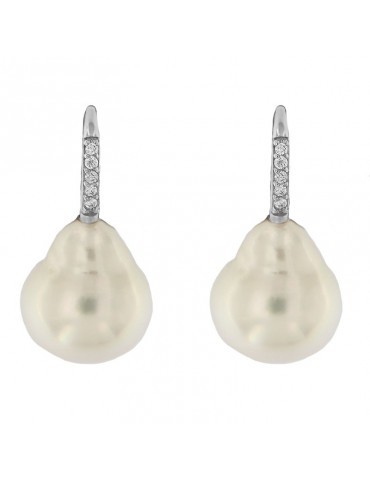 Coscia Earrings with Baroque Australia Pearls and Diamonds for Women - 0