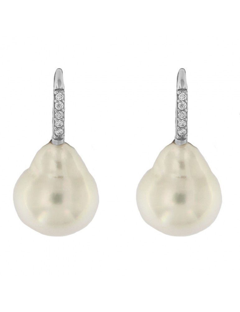 Coscia Earrings with Baroque Australia Pearls and Diamonds for Women - 0