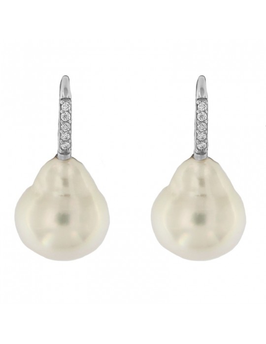 Coscia Earrings with Baroque Australia Pearls and Diamonds for Women - 0