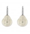 Orecchini Coscia da Donna - in Oro Bianco 18 Carati con Perle Australia Barocche e Diamanti 0,10 Ct