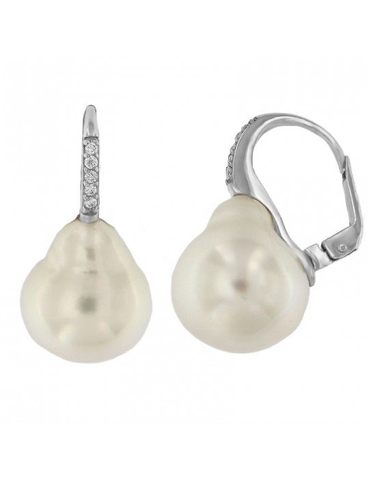Coscia Earrings with Baroque Australia Pearls and Diamonds for Women - 0