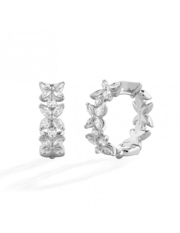Buonocore Earrings - Leaf Hoop in 18K White Gold with Natural Diamonds 0.70 Carats - 0