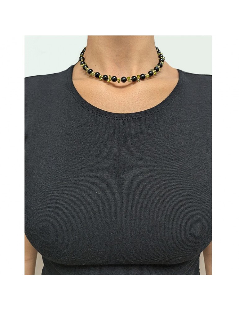 Girocollo Giadan - Vivien - Argento 925% -Onice-Zirconi Verdi-GIADAN28