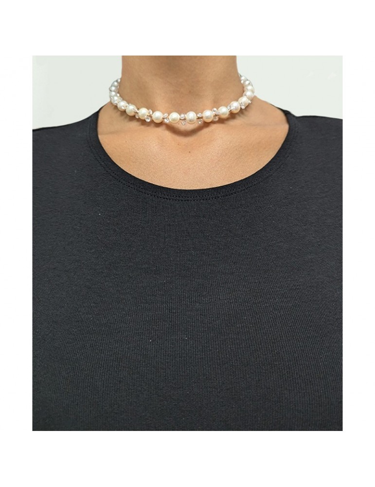 Giadan Choker - Vivien - Pearls - Transparent Topaz - GIADAN29