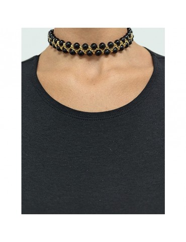 Chocker Giadan - Must - Argento 925% Dorato - Agata Nera - GIADAN20