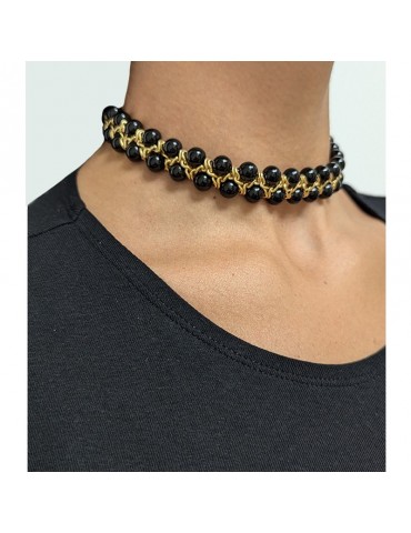 Chocker Giadan - Must - Argento 925% Dorato - Agata Nera - GIADAN20 2