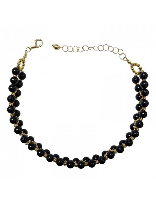 Chocker Giadan - Must - Argento 925% Dorato - Agata Nera - GIADAN20
