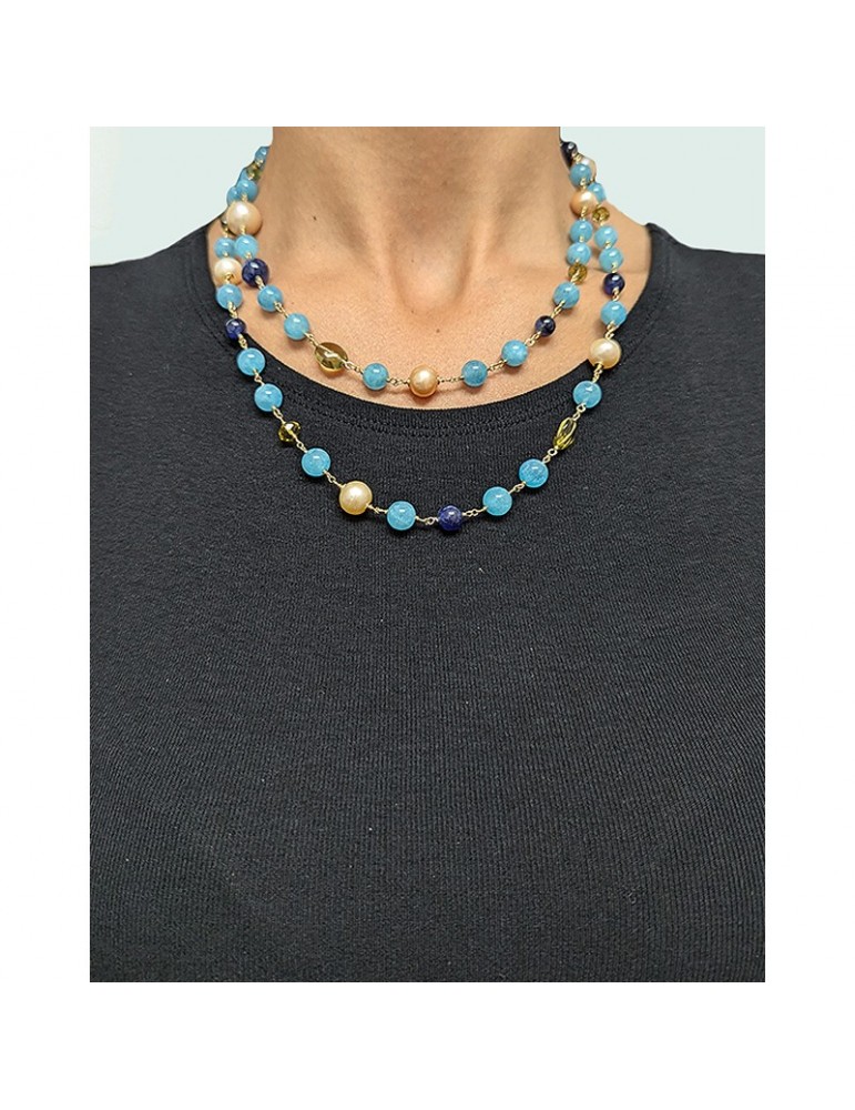 Collana Giadan - Artelier - Acquamarina - Perle Rosa - GIADAN18