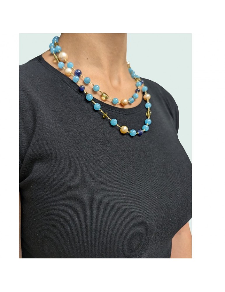 Collana Giadan - Artelier - Acquamarina - Perle Rosa - GIADAN18