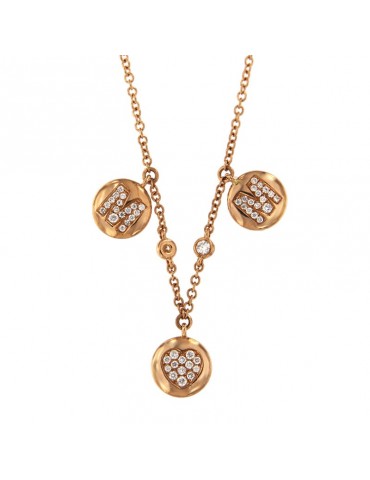Collana Buonocore - Pastiglie in Oro Rosa 18 carati con Pendenti Lettera M e Diamanti Naturali 0,21 ct - 0