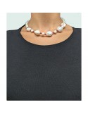 Giadan Necklace - White Sand - Choker - Baroque Pearls - Rubellite - GIADAN22