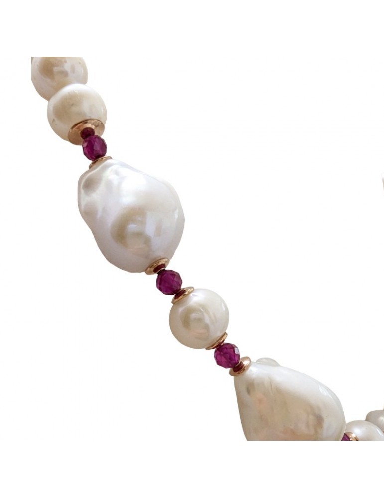 Collana Giadan - Sabbiabianca - Girocollo - Perle Barocche - Rubellite - GIADAN22