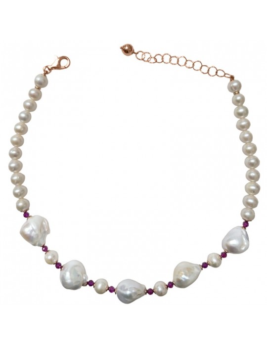 Collana Giadan - Sabbiabianca - Girocollo - Perle Barocche - Rubellite - GIADAN22