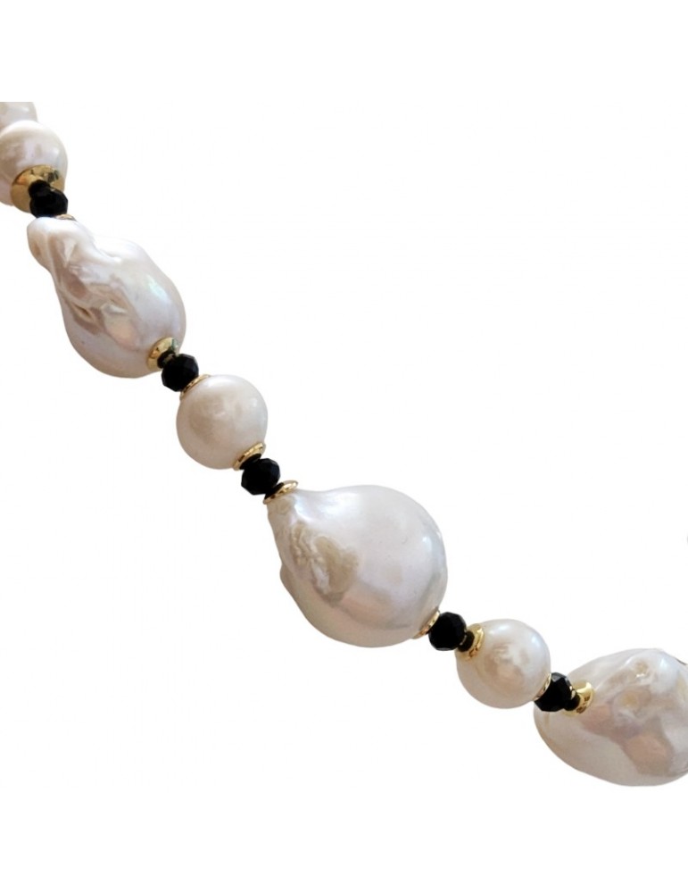 Collana Giadan - Sabbiabianca - Perle Barocche -Spinello Nero-GIADAN23