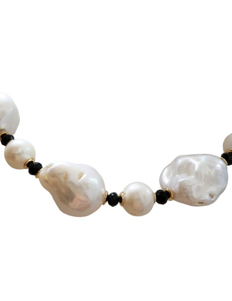 Collana Giadan - Sabbiabianca - Perle Barocche -Spinello Nero-GIADAN23