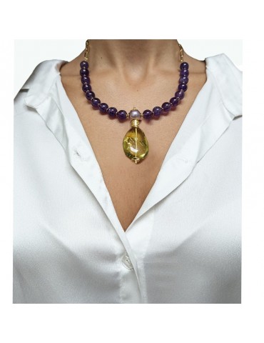 Collana Giadan - Belè - Girocolllo - Ametista - Ambra - GIADAN26