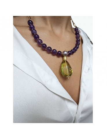 Collana Giadan - Belè - Girocolllo - Ametista - Ambra - GIADAN26 2