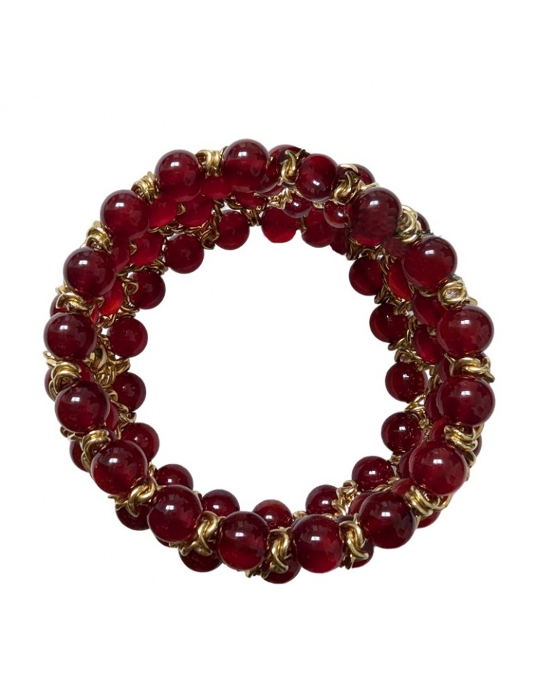 Taddart Minerals Bracelet Coloré En Pierres Précieuses Naturelles Rubis Et Saphir Avec Boules Facettées De 4 Mm Montées Sur Fil De Nylon élastique - Fait à La Main - 7
