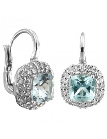 Picca Woman's Earrings - in White Gold with Diamonds and Aquamarine - 0