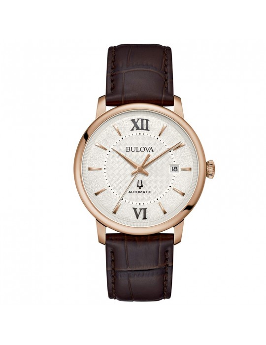 Orologio Bulova - Classic Hudson Meccanico Automatico 39mm Rose Gold Bianco - 97B225