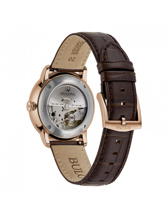 Orologio Bulova - Classic Hudson Meccanico Automatico 39mm Rose Gold Bianco - 97B225