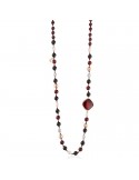 Lelune Glamour Necklace - Carmen with Black Agate and Red Jade - 88 cm - 0