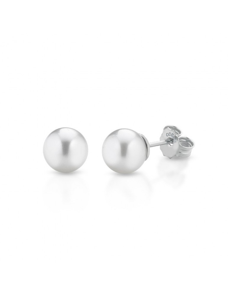Coscia Earrings - in 18K White Gold with 7-7.5mm Akoya Pearls - 0