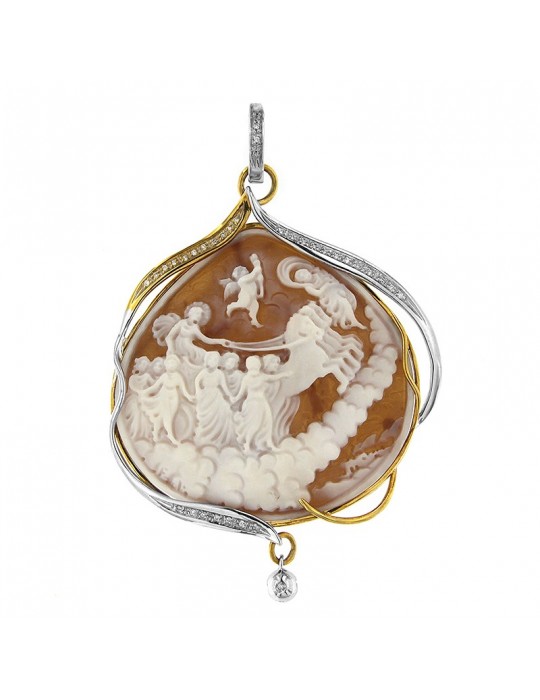 Silvia Kelly Cammeo Pendant with diamonds - 0