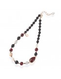Lelune Glamour Necklace - Carmen with Black Agate and Red Jade - 48 cm - 0