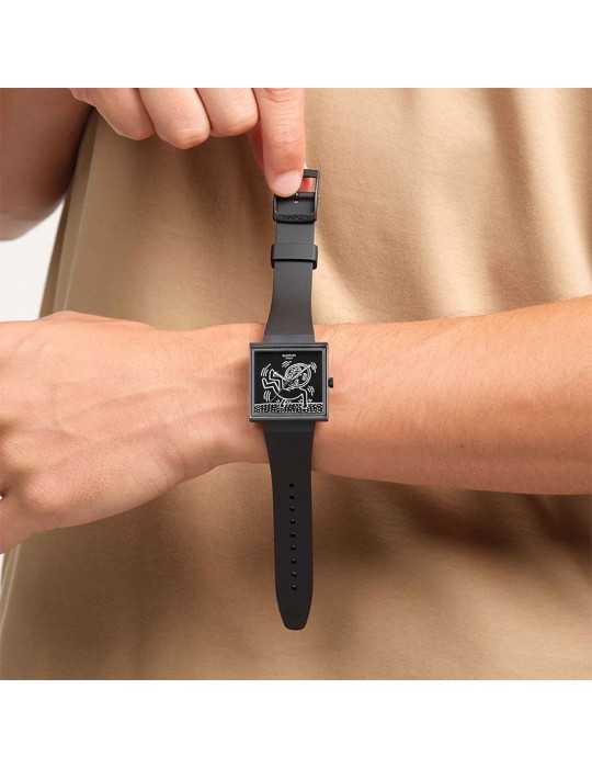 Orologio Swatch - Break Loose - 42mm - Nero - Stampa Bianca - SO34Z103