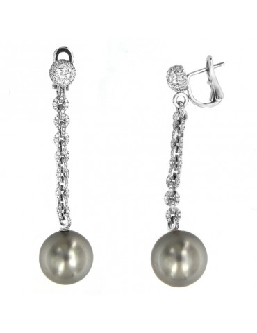 Picca South Sea Tahiti Pearls Earrings - in White Gold with Diamonds - 0 2