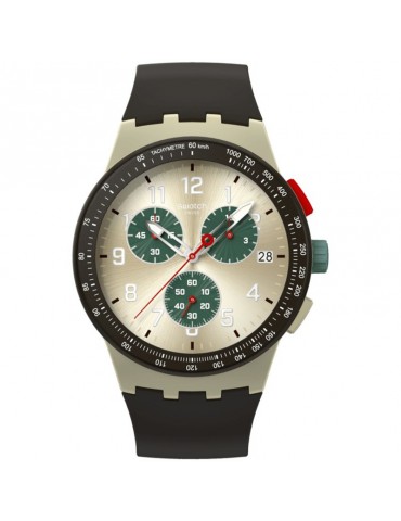 Swatch Watch - Obsidian Ink - Black - 42mm - Brushed Beige - SUST402