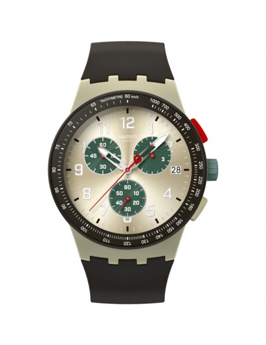 Orologio Swatch - Obsidian Ink - Nero - 42mm -Beige Spazzolato-SUST402