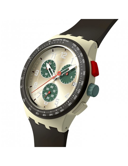Orologio Swatch - Obsidian Ink - Nero - 42mm -Beige Spazzolato-SUST402