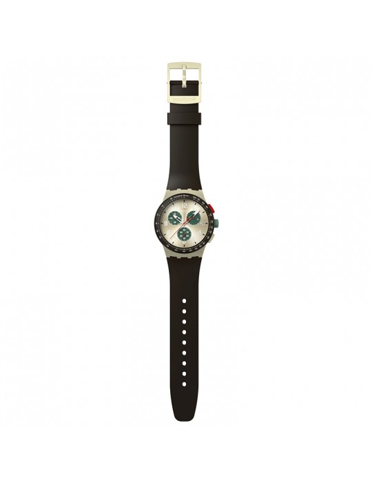 Orologio Swatch - Obsidian Ink - Nero - 42mm -Beige Spazzolato-SUST402