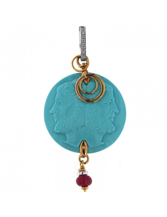 Pendente Turchese Silvia Kelly con Diamanti - 0