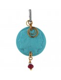 Silvia Kelly Turquoise Pendant with Diamonds - 0