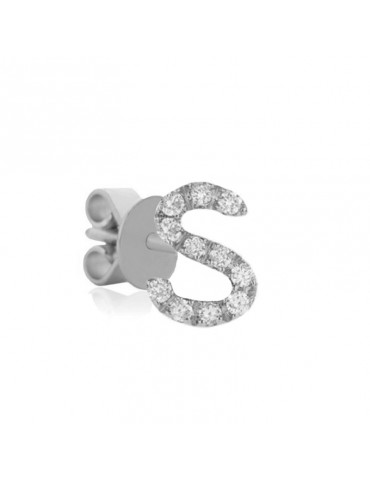 Buonocore Single Earring - You Are Letter S in 18K White Gold with 0.06ct White Diamonds - 0
