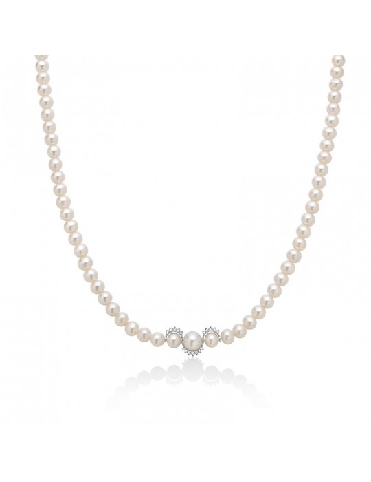 Collana Miluna - Boule e Fantasia con Perle Freshwater 5-5,5mm e Diamanti Naturali  -PCL6583
