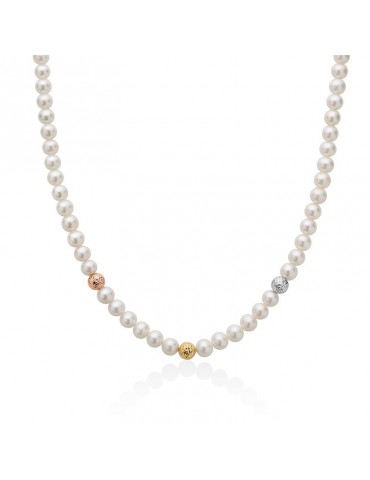 Collana Miluna - Boule e Fantasia con Perle Freshwater 5,5-6mm e Sfere in Oro 18 carati - PCL5631V