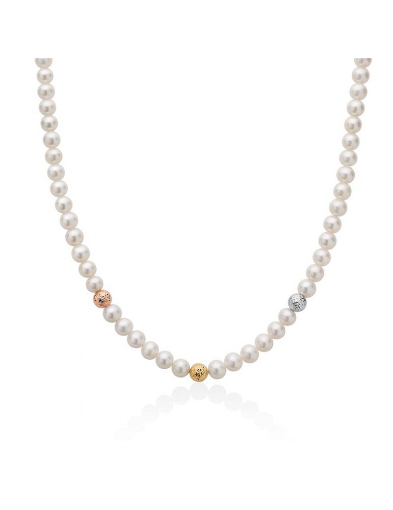 Collana Miluna - Boule e Fantasia con Perle Freshwater 5,5-6mm e Sfere in Oro 18 carati - PCL5631V