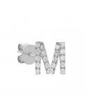 Buonocore Single Earring - You Are Letter M in 18K White Gold with 0.10ct White Diamonds - 0