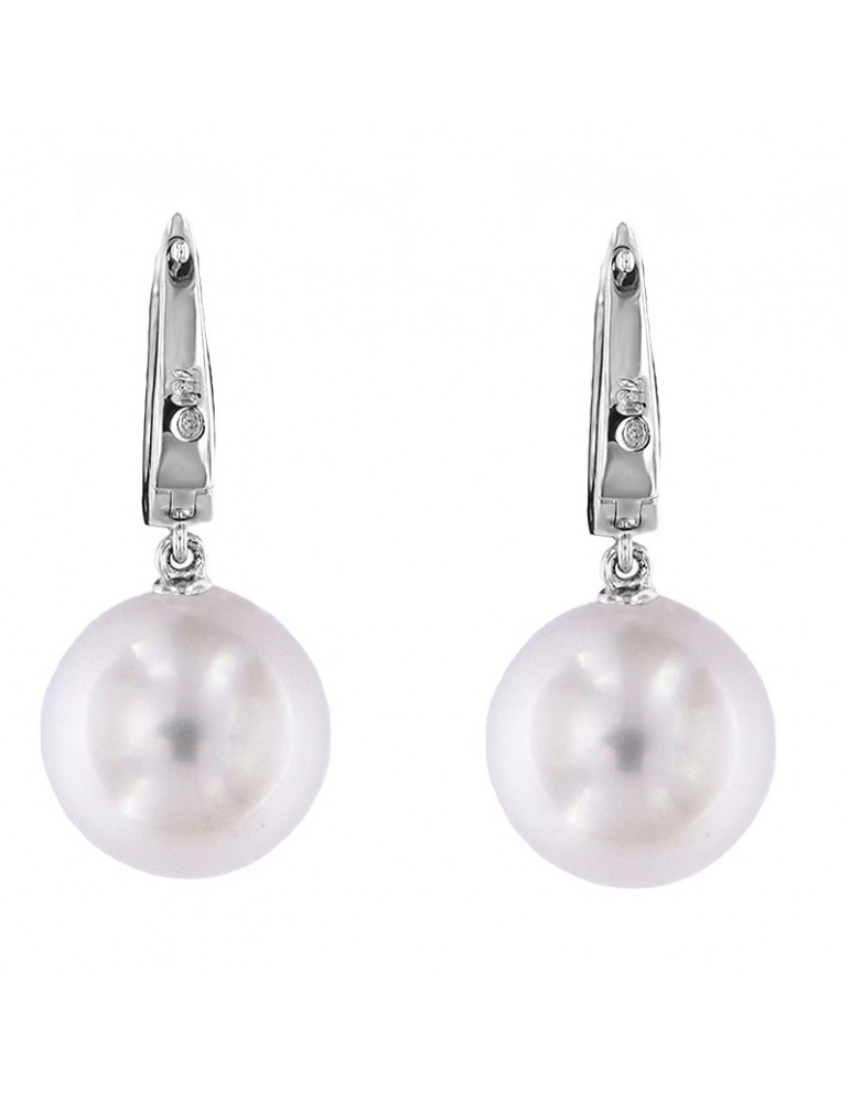 Picca Pearl's Earrings - Australian South Sea in White Gold with Diamonds - 0