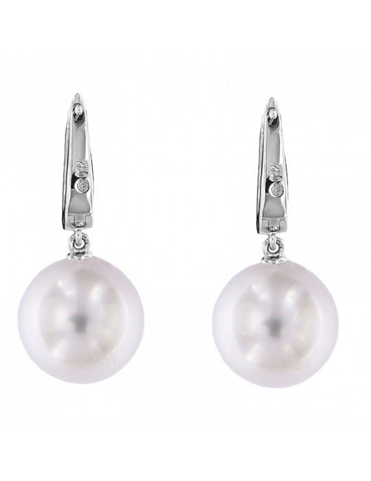 Picca Pearl's Earrings - Australian South Sea in White Gold with Diamonds - 0