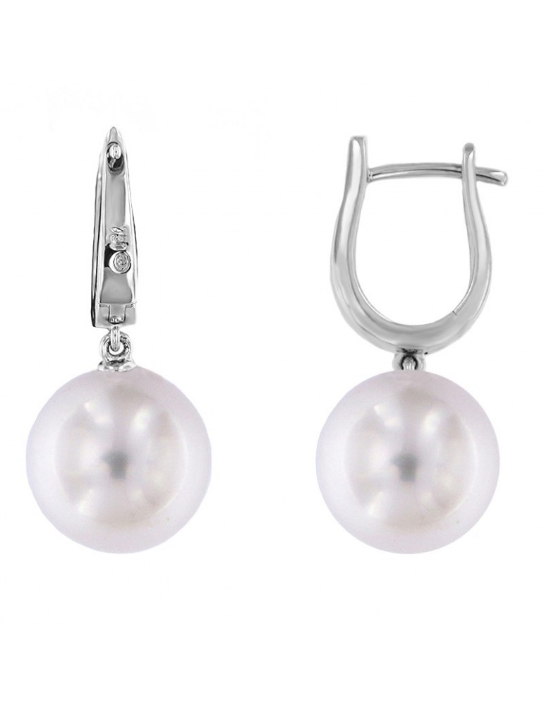 Picca Pearl's Earrings - Australian South Sea in White Gold with Diamonds - 0