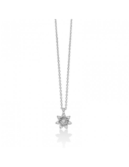 Miluna Necklace - in 18K White Gold with Star and White Diamonds - 0